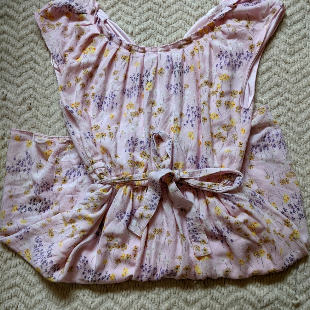 Lauren Conrad Pink Floral Dress Medium EUC